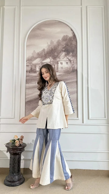 Denim Boho embroidered coordset
